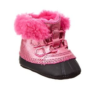 Sorel Caribou Pink & Black Baby Boots